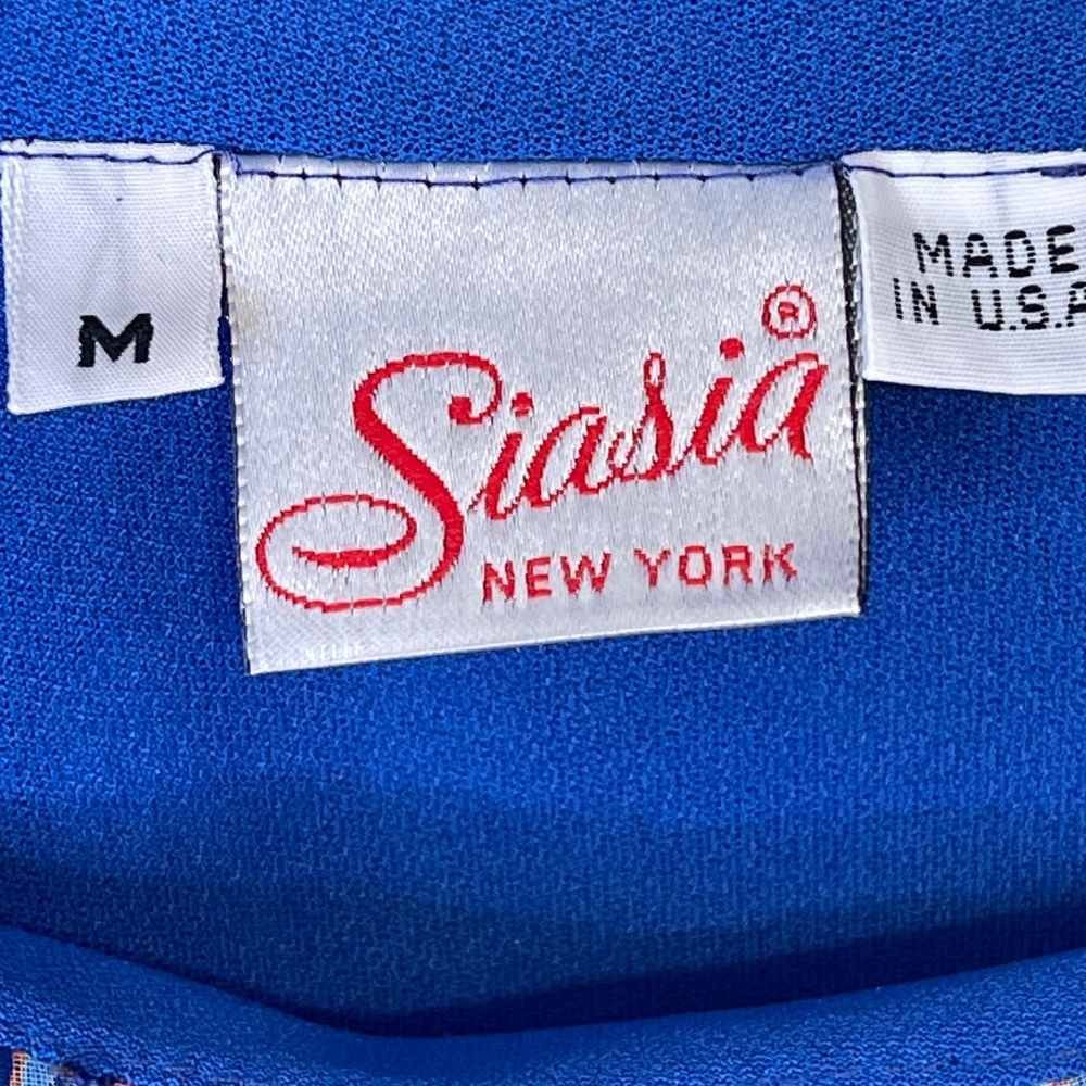 Sia Sia NY VTG Mesh Overlay Check Print Metallic Threading Side Tie Knot Blouse - Picture 15 of 17